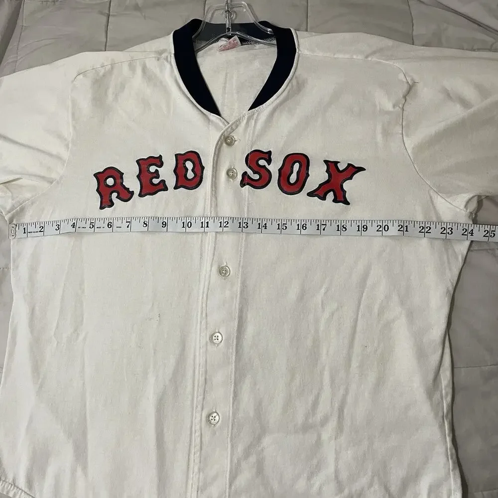 Vintage Rawlings Boston Red Sox Front Button Baseball Shirt Jersey Size XL White - Picture 3 of 9